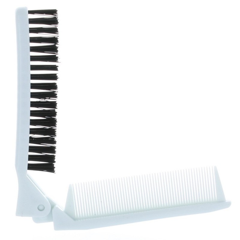 Folding Compact Travel Pocket HAIR BRUSH/COMB, 1 Red 1 White