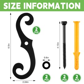 MorningRo 2 Pack Black S Style Shutter Dogs Hardware Decorative Shutter Dog Holders with Attachment Hardware 6.5 Inches External Shutters Tieback for Exterior Decorative Shutters