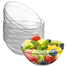 Epicover 6 Pcs 5 inch Glass Bowls, Transparent Stackable Containers - Microwave & Dishwasher Safe Serving Dishes for Salads, Soups & Desserts, Multi-Use Meal Prep Set