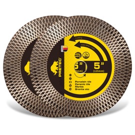 PRETEC Diamond Saw Blades, 5" Tile Blade for Angle Grinder, 5" Diamond Saw Blades, Ceramic Blades for Cutting & Grinding Porcelain, Granite, Marble, 7/8"-20mm Arbor-2PCS