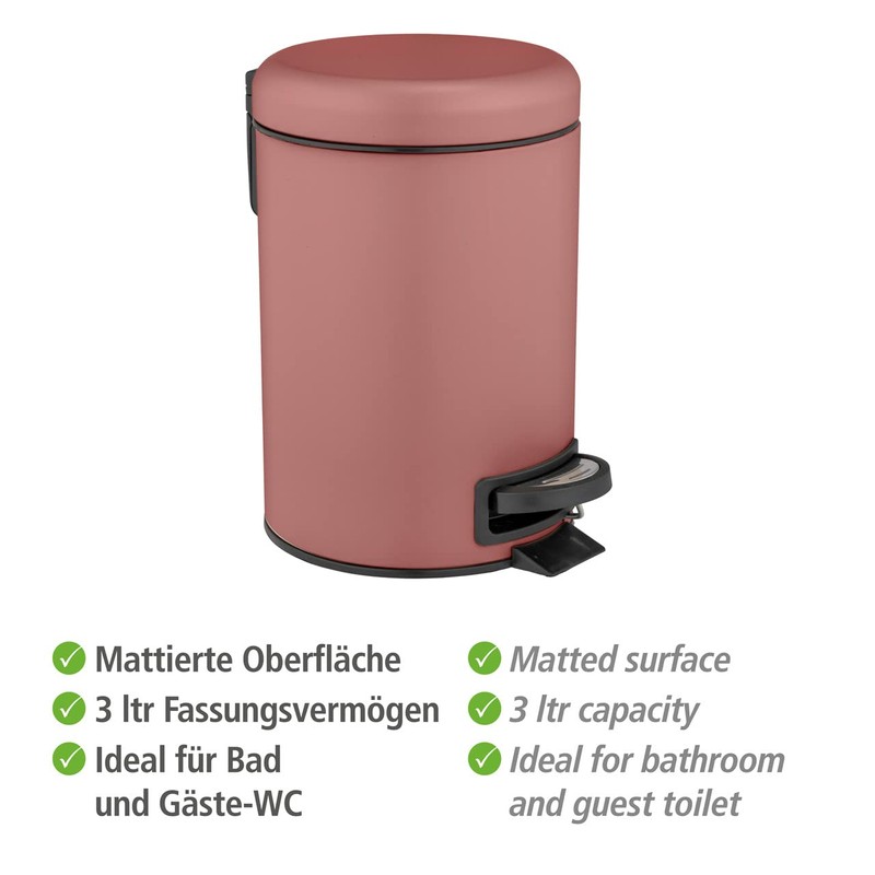 WENKO Leman pedal bin, 3 liters, with removable insert, made