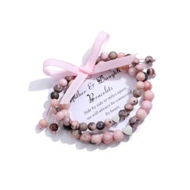 CrystalTears Pink Zebra Mother Daughter Crystal Bracelets for Women Mother’s Day Gifts for Mum from Daughter Matching Heart Healing Crystal Gemstone Beaded Bracelet Gifts for Mum Birthday