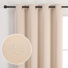 FLYFUN Outdoor Curtains for Patio Waterproof - Weatherproof Porch & Gazebo Curtains, Grommet Top and Tab Bottom Drape,1 Panel, 52" W x 108" L, Beige