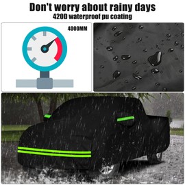 Waterproof Car Cover Replace for 2007-2024 Toyota Tundra CrewMax Standard Bed(6.5ft) / Double Cab Long Bed(8ft) 420D All Weather Car Covers with Zipper Door for Snow Rain Protection