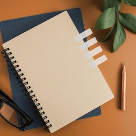 Tofficu 8 Books Sticky Index Tabs White Notebooks, Page Markers, Page Tabs for Binders, Page Tabs Sticky Tabs White Blank Monthly Tabs 34x12mm