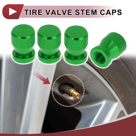 HEROFFIX 4 Pcs Net Pattern Tire Valve Stem Caps Decorative Tyre Valve Dust Covers 7x19mm Green Aluminum Alloy