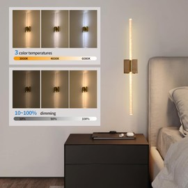 CNMYKYDS Battery Operated Wall Sconces Set of 2, Wireless Rechargeable Wall Lights - Dimmable Bedroom Sconces with Remote, Cordless Wall Lamps for Living Room Decor (Gold, 37.5 inch (2 Pack))