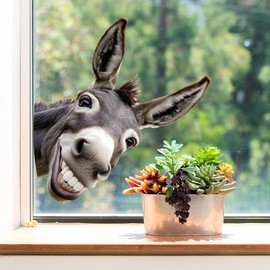 Donkey Crack Car Stickers, Car Window Clings Decal, 3D Donkey Decal Auto Accessories, Waterproof Animal Wall Stickers, Funny Car Decoration Stickers