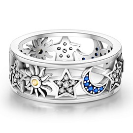 Mula Celestial Ring - 925 Silver and Platinum Plated Celestial Zirconia Ring | Cosmic inspired fine jewelry for men and women | The perfect gift for all occasions:_Sun, Moon and Stars Hollow Ring_6