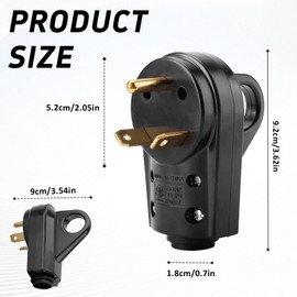 30 Amp RV Male Plug Replacement,125V ED-304P Heavy Duty RV Receptacle Electrical Plug with Ergonomic Grip Handle for Camper Trailer Extension Power Cord for RV Camper Caravan (30Amp RV Male Plug)
