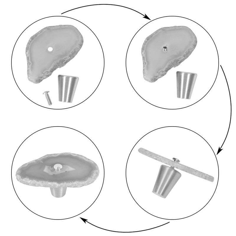 moonsix Set of 4 Agate Slice Cabinet Knobs with Screws,
