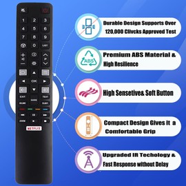 RC802N Replaced Remote GRC802N for TCL TV L49S62 43P20US 43P6US 40S6500 L55C2 43S6000FS 55X2US 65P20US 65X2US 65X4US 49C2US 50P20US 55P615K 65P615K 75P615K L65P2MUS L55P2MUS