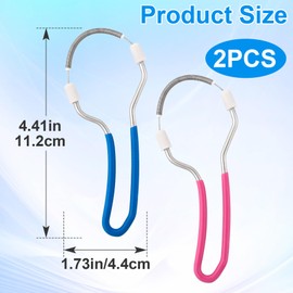 STSTR 2PCS Spring Facial Hair Remover, Manual Face Epilator with Handle, Portable Facial Threading Hair Remover, Mild Fair Removal Tool for Women Men - Blue, Pink