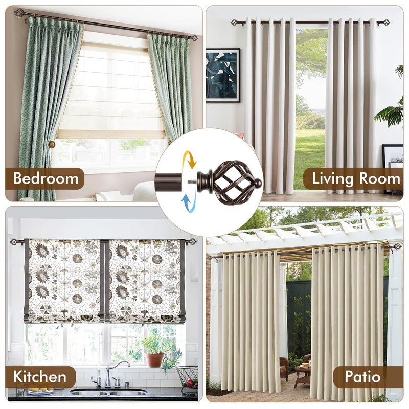 KAMANINA Bronze Curtain Rod 32 to 58 Inch(2.6-4.8ft), Adjustable Curtain