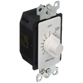 NSi Industries TORK A515MW In-Wall Spring Wound 15-Minute Mechanical Interval Timer Switch - for Indoor/Outdoor Lighting and Fans - Automatic Off - White