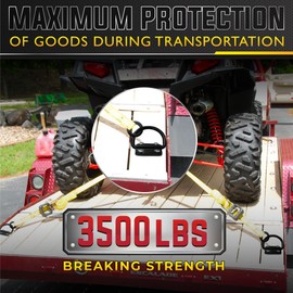 PAMAZY 4PCS Heavy Duty Steel D Rings Tie Down Anchors, Ultra Durable 3500 Pound Breaking Strength Surface Mount Hooks Securing Cargo for Trailer, Truck Bed, with Screws & Bolts