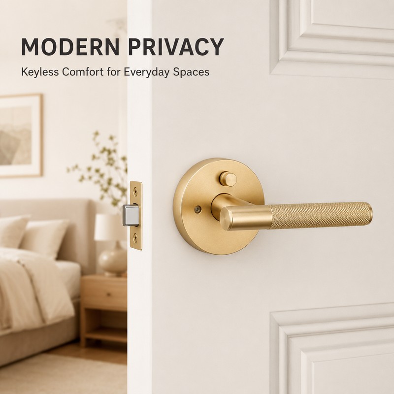 Knurled Privacy Door Handle for Bedroom & Bathroom
