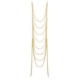 Zad Jewelry Chain Ladder Statement Necklace, Golden