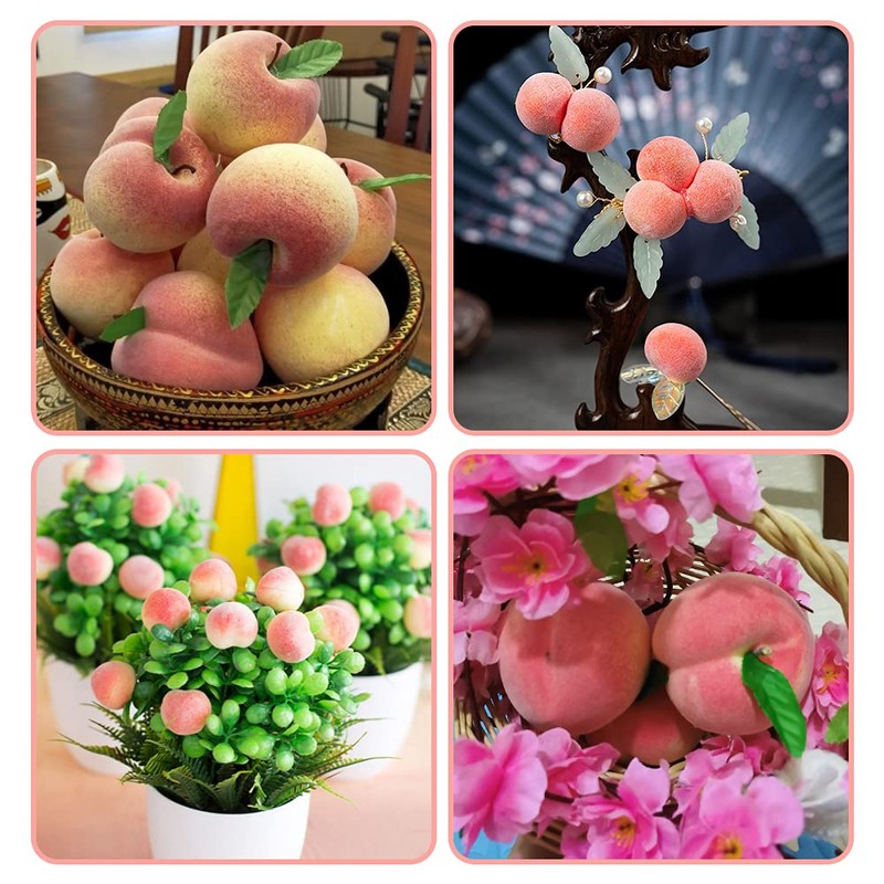 LUEYAO Artificial Peach, Simulation Pink Fake Fruit Mini Lifelike Peach