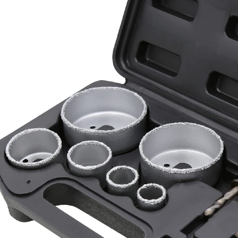 Wiltec Hole Saw Set 9-Piece Can Drill, 6 Drill Bits