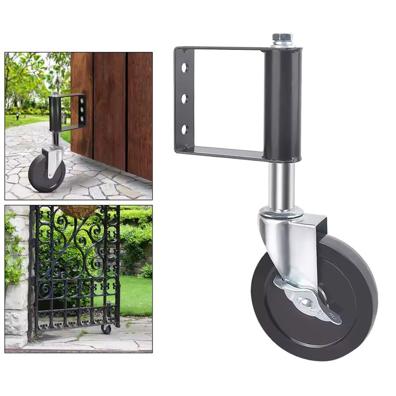 4-Inch Spring-Loaded Swing Gate Caster Wheel with Rubber Tire and