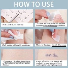 COLOFALLA 7 Sheets of 110 Pieces Temporary Tattoos 2 Weeks Small Waterproof Tattoos Font Long Lasting Tattoos for Sticking Fake Tattoos Sayings for Women Men