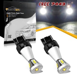 Partsam 7443 White Backup Reverse Tail Brake LED Lamp Bulb XBD Cree Projector