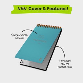 Rocketbook New Mini Reusable Smart Notepad, Pocket Size Notebook 3.5x5.5, Teal - Dotted Pages, App-Connected, Erasable, Ideal for On-The-Go List Taking & Quick Notes Anywhere