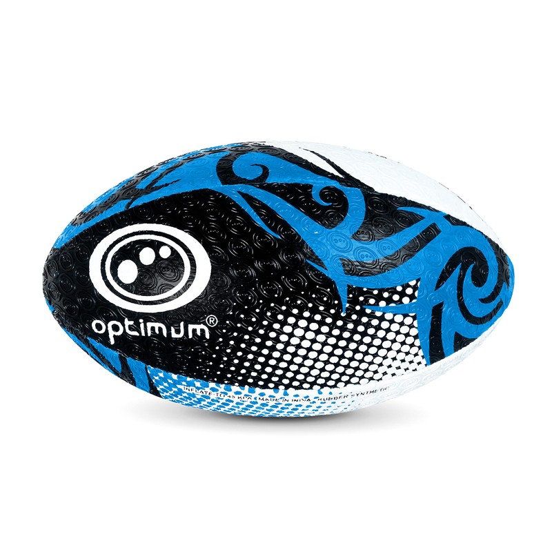 Optimum Razor Rugby Ball, Black/Blue, Size 5