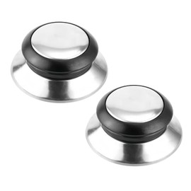 Pack of 2 Stainless Steel Pot Lid Handles, Universal Lid Knob, Replacement Handle, Heat Resistant Lid Handle for Glass Lid, Pot Lid Knob for Pans, Cookware, Stainless Steel and Bakelite Lid Handles
