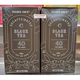 Trader Joe's Decaffeinated Black Tea 40 Tea Bags 3.2oz 90g (2 Boxes)