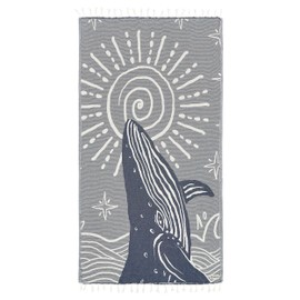 Sand Cloud Turkish Beach Towel - Sand Free - 100% Organic Turkish Cotton Yarn - Quick Dry Towel for Beach, Picnic, Blanket or Bath Towel - As Seen on Shark Tank - Marine Life (Mystical Whale)