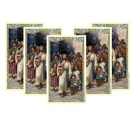 Holy Cards Set of Jesus, Welcome the Stranger Prayer for Refugees, Laminated Pack of 5, 2-5/8 x 4-3/8 Inches