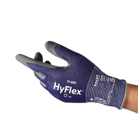 Ansell HyFlex 11-561 Cut Resistant Work Gloves, Abrasion Resistant Nitrile Coating, Industrial Safety Gloves, Lightweight, Breathable and Washable, PPE Men Women, Blue, Size M (12 Pairs)