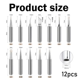 Pack of 12 900 m Soldering Tips, Soldering Iron Tip, Soldering Iron Tips, Replacement Soldering Tip Set for Soldering Stations, Welding Devices & Accessories, Compatible with Hakko, Yihua, Atten &