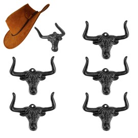 Cowboy Hat Rack for Wall,Modern Metal Cast Iron Cowboy Hat Holder Cowgirl Hat Hanger Western Wall Decor Hat Hooks (Black, 6 Pack)