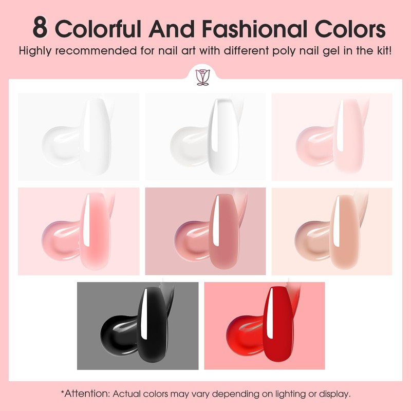 Poly Nail Gel Set, 8 Color Nude Classic, 0.34oz Per