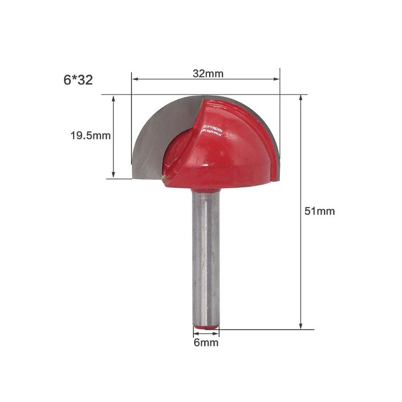 DingGreat 4Pcs 6mm Shank Round Nose Cove Core Box Router