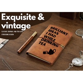 INNObeta Tea Gifts Journal for Tea Lover - 7.8"x5" Leather Embossed Refillable Notebook - Gifts for Appreciation, Congratulations, Christmas and Birthday