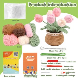 kgxulr Crochet Kit for Beginners,Crochet Kit Beginner Crochet Starter Kit for Complete Beginners Adults, Crocheting Knitting Kit with Step-by-Step Video Tutorials