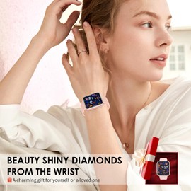 AIYAAIYA 1.75" AMOLED Smart Watch for Women, Fitness Tracker for Android iOS, Answer/Make Call with Heart Rate Sleep Monitor 130+ Sports Modes (Pink Bracelet)