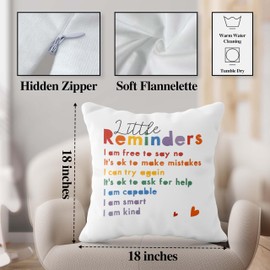 Inspirational Quote Mental Health Pillows Covers, Little Reminders Reversible Pillow, Positive Affirmations Throw Pillow Case for School Therapy Office Calming Corner Reading Corner Home Decor -05