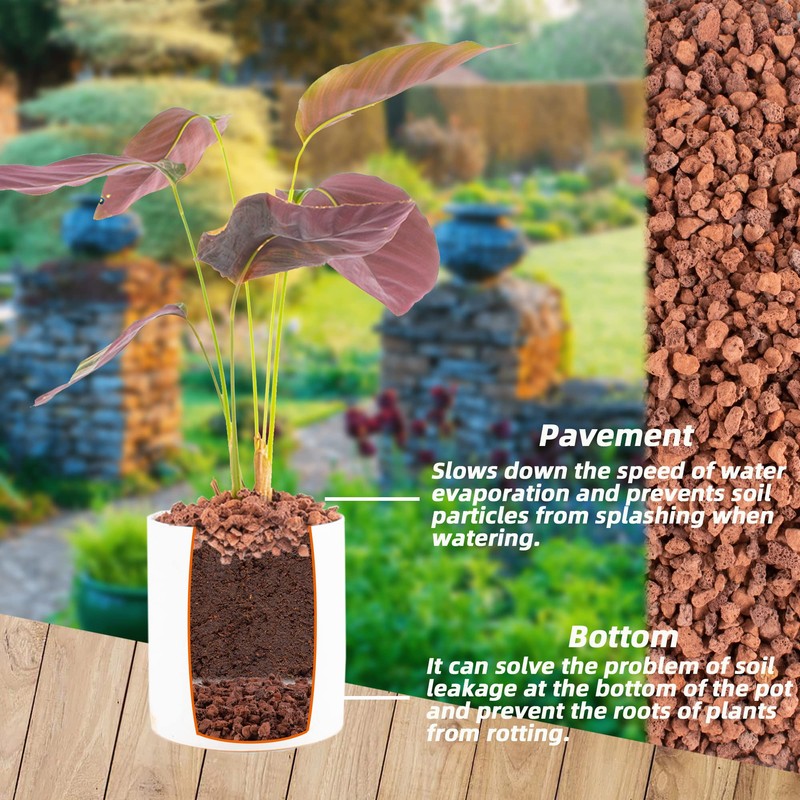 1.5 Lb Red Lava Rocks for Plants Decorative Landscaping 1/2"