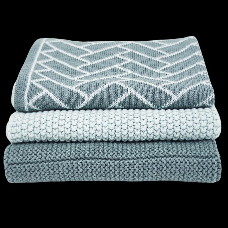 Ecovask Dish Cloth 3pc Variety Pack Organic Cotton, Neptune