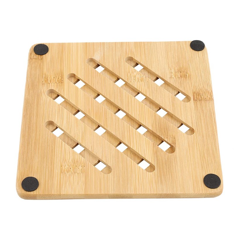 Bamboo Trivet Mat, Wood Hot Pads Square Heat Resistant Trivet
