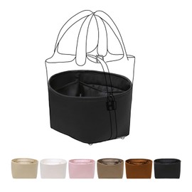 Luxury Silk Purse Organizer for Picotin18 - Silky Smooth Handbag Insert with Hidden Zipper, Lightweight and Supportive Tote Shaper for Elegant Storage（Black）