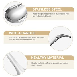 Cabilock Stainless Steel Soup Spoon Ladle: 2pcs Metal Silver Rice Spoons Long Handle Dinner Spoons for Ramen Pho Wonton Dumpling Miso Restaurant