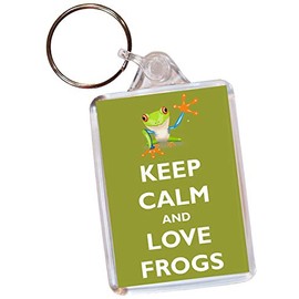 Keep Calm and Love Frogs - Double Sided Large Keyring Key Ring Fob Chain Name Tag