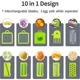Vegetable Chopper, Onion Chopper, Mandolin Slicer,Pro 10 in 1professional food Choppermultifunctional Vegetable Chopper and Slicer, Dicing Machine, AdjustableVegetable Cutter With Container