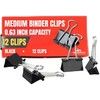 1InTheOffice Medium Binder Clips, Paper Clamps, Paper Binder Clips, 5/8"